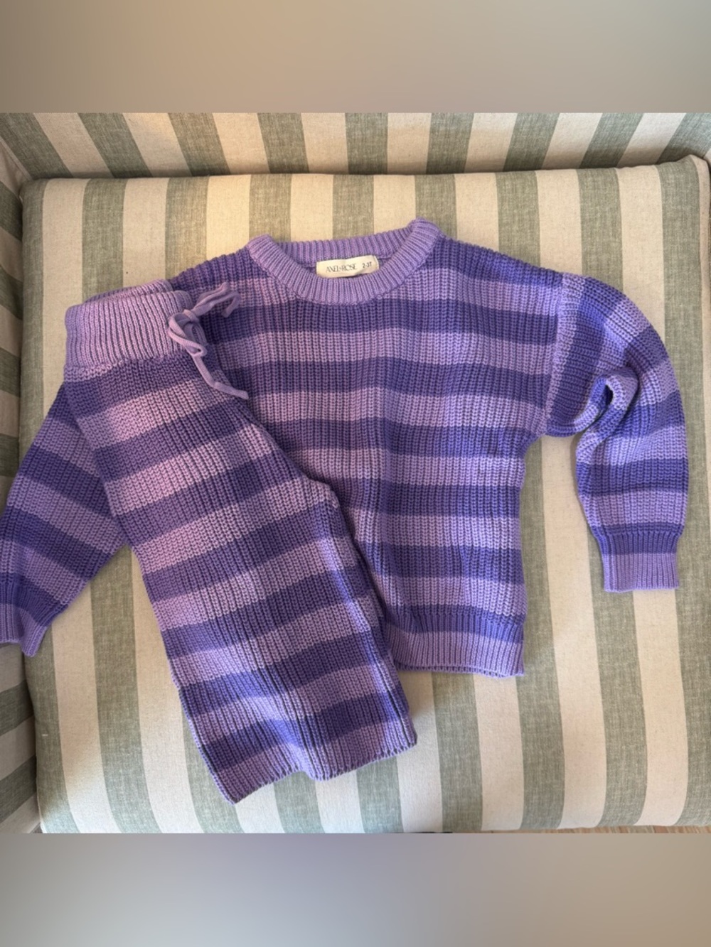 Purple Knit Kids Striped Sweater Set- Axel and Rose 2-3T NWOT